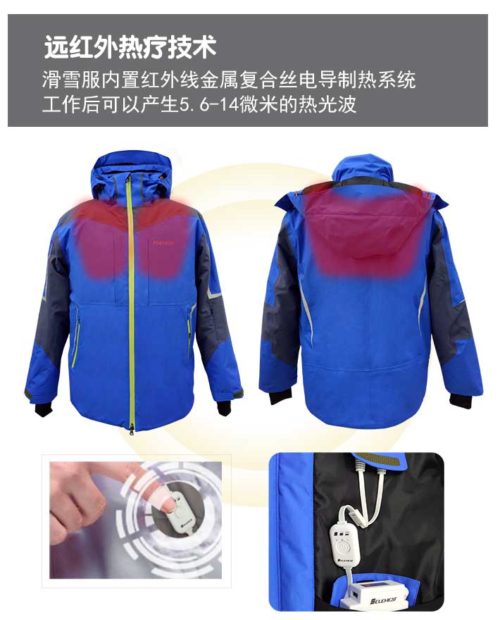 滑雪服的发热位置和采用的发热体